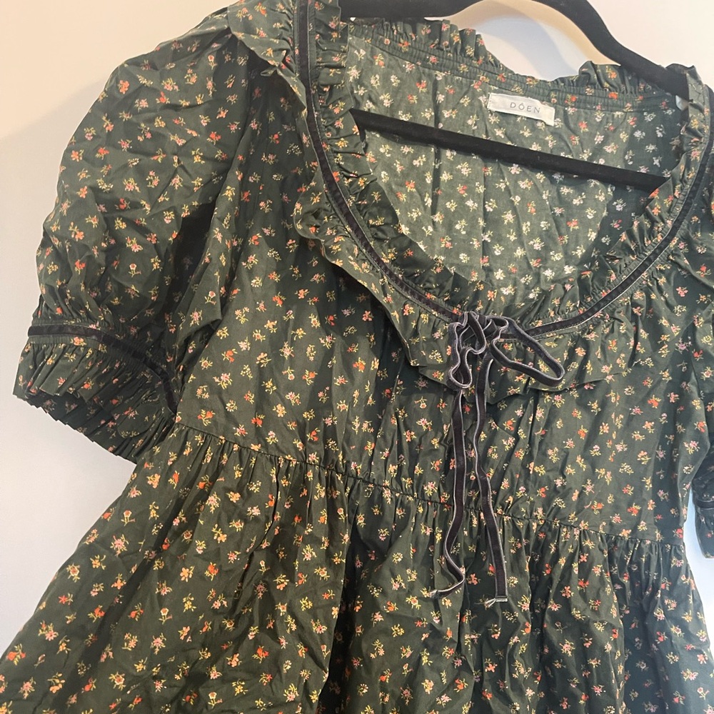 DOEN Green floral Dress, size S & M - Picture 3 of 8